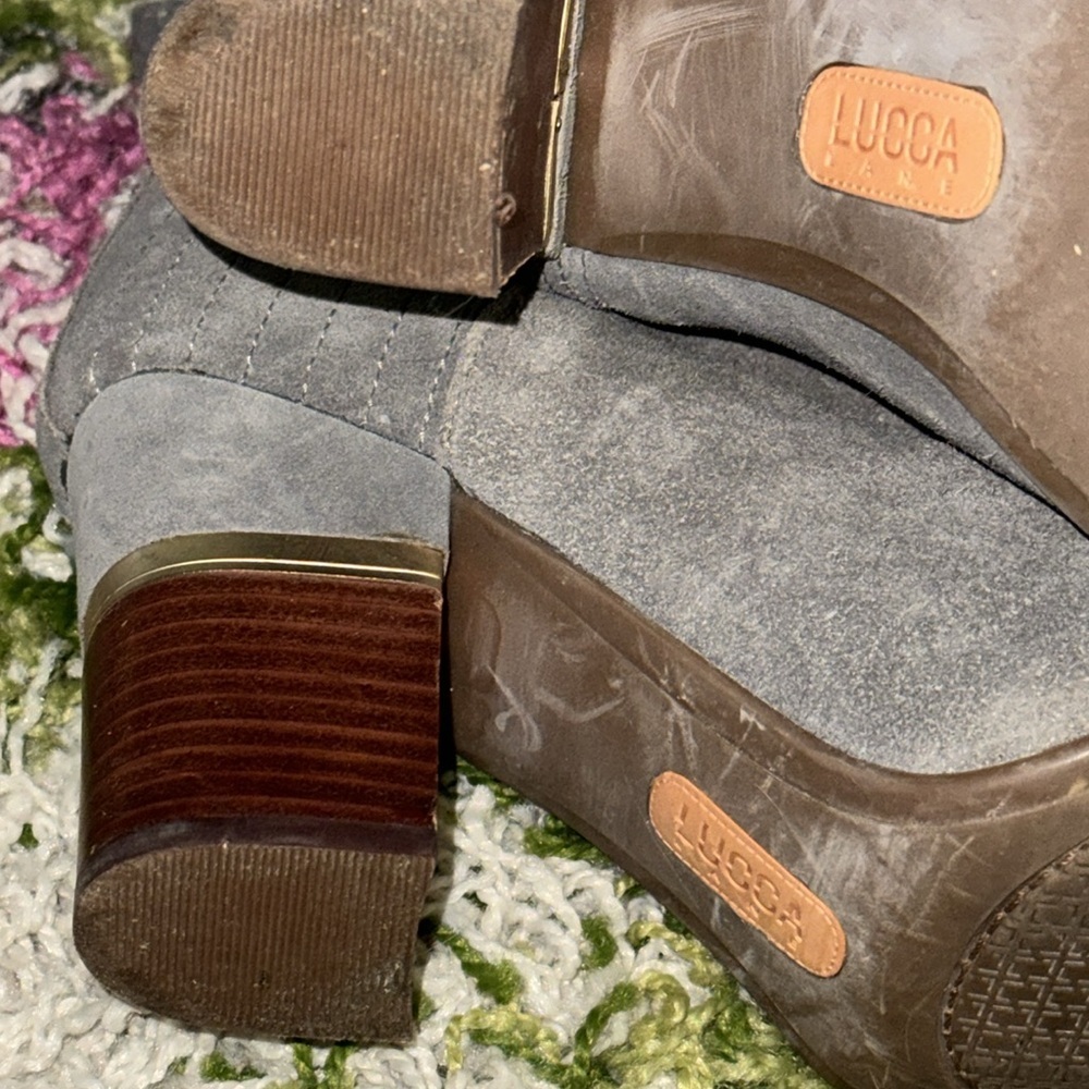 Lucca Lane Jadia Ankle Boots Grey Suede Leather size 8 M - Picture 6 of 13